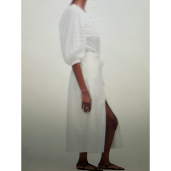 NWT Madewell large Tie waist button front midi dress in poplin - Picture 2 of 12